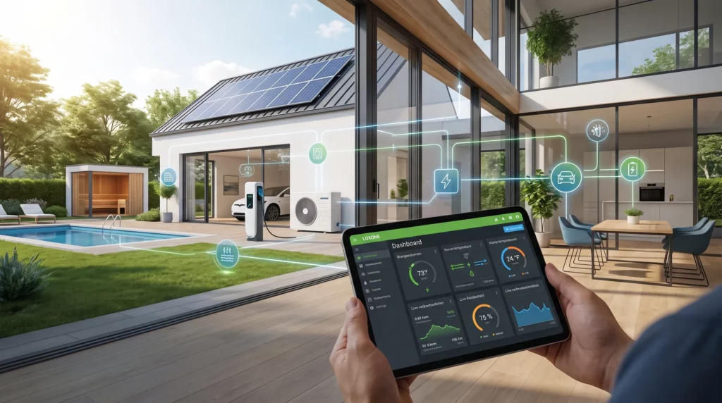 Woning met Loxone-sturing, bediend via een tablet