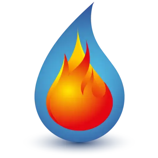 Aqua & Fire logo-icoon, druppel met vlam