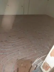 Vloerverwarming gelegd in een kamer, project Vloerverwarming Kempen