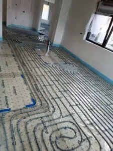 Vloerverwarming gelegd in een kamer, project Vloerverwarming Kasterlee